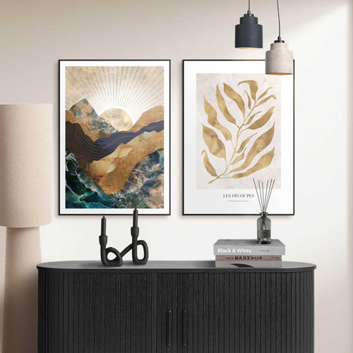 Reinders Natuur met gouden twist schilderijen set -  goud - woonkamer - 70x50cm