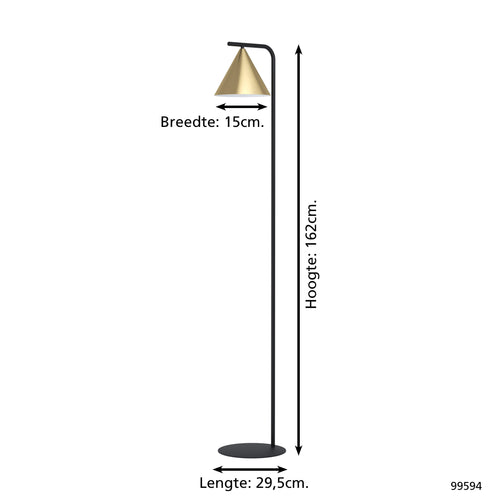 EGLO vloerlamp Narices - e27 - 162 cm - zwart/goud - vtwonen shop