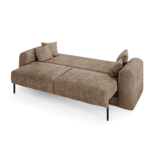 Sia Home - Slaapbank met opbergruimte, notenhout RIO - gewaafd fluweel mol 250cm