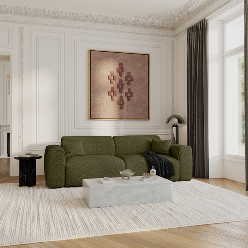 Sia Home - Rechte bank YUMA - Bouclette stof - Olijfgroen - 240cm - vtwonen shop