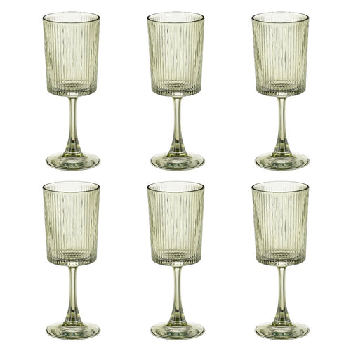 Mica Decorations Grigio Wijnglas Groen - Wijnglas met Subtiele Ribbelstructuur - Glazen Wijnglas voor Wijn, Water en Feestelijke Drankjes - Rond Model
