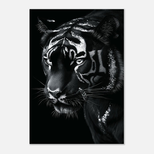 Artfulprints Canvas Tiger portrait canvas - 75x100 cm - Zwart / Wit