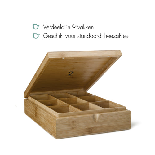 Bredemeijer - Theedoos 9-vaks gesloten bamboe natural