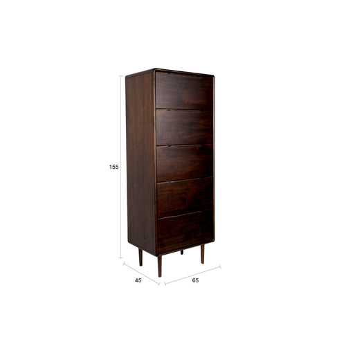 Dutchbone Elroy Ladekast Hoog 155 cm Walnootkleur Bruin