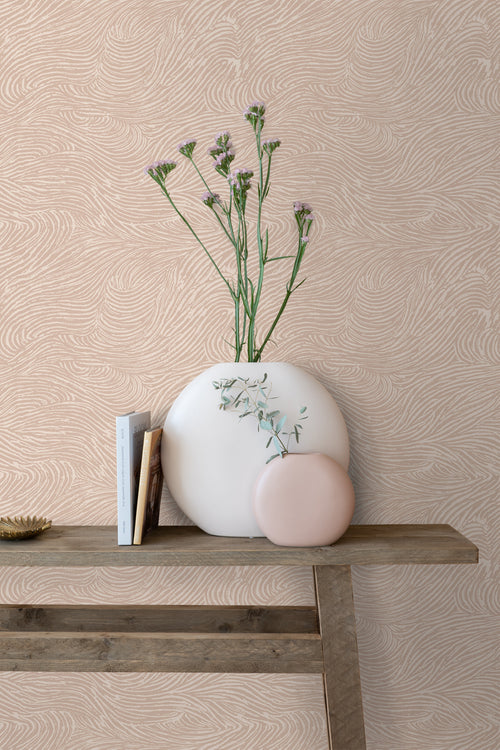 ESTAhome behang 3d golvende lijnen zacht roze - 53 cm x 10.05 m - 139662 - vtwonen shop