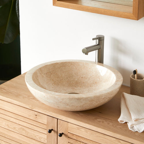 Tikamoon Marmeren waskom in cream ∅ 43cm - Beige