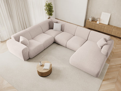 Cosmopolitan Design Panoramische hoekbank links Nolio 6-zits, chenille beige - 252x342x72cm