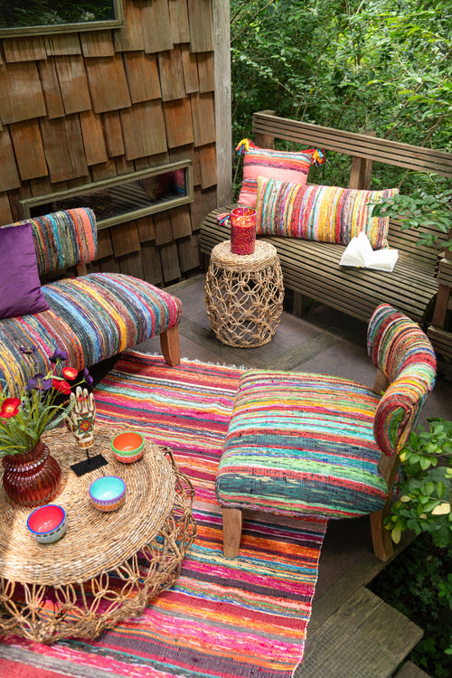 J-Line bijzettafel Ton - metaal/bananenblad - naturel - vtwonen shop