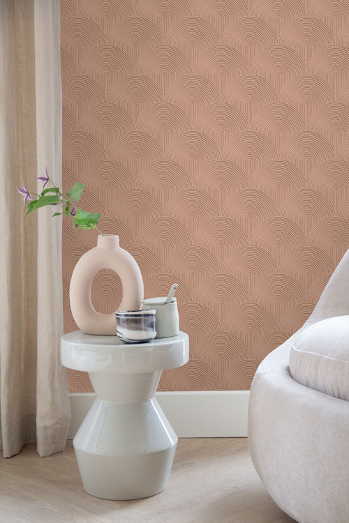 ESTAhome behang 3D-motief terracotta roze - 50 x 900 cm - 131104