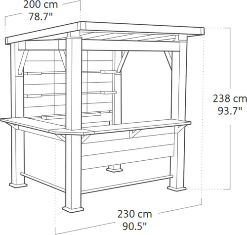 Keter Bar Gazebo - Buitenbar met overkapping - 200x230x238cm - Antraciet/Walnut - vtwonen shop