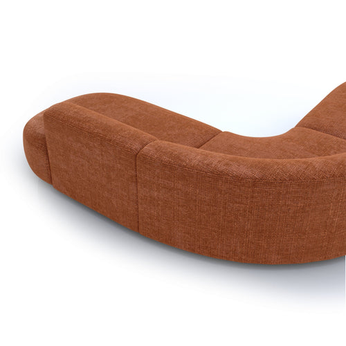 Premium Interiors - Hoekbank WONDER - gewaafd fluweel terracotta 90cm
