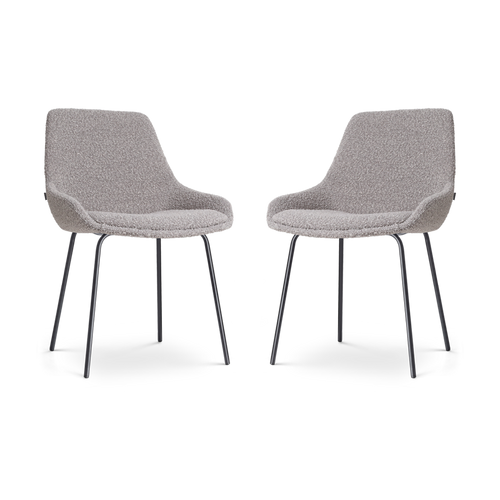 Nolon Nora-Isa Eetkamerstoelen Set van 2 - Bouclé Taupe - Zwart - vtwonen shop