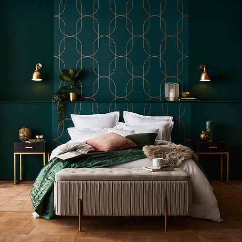 Graham & Brown |vliesbehang Palais Green & Copper - groen - vtwonen shop