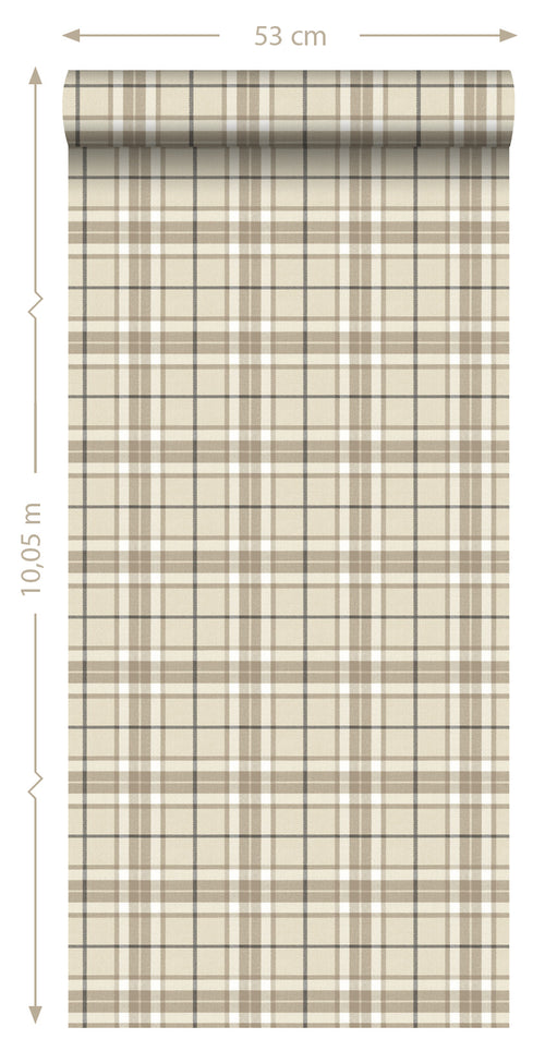 ESTAhome behang ruiten beige en bruin - 53 cm x 10.05 m - 137723