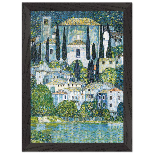 Artfulprints Poster met Lijst Gustav Klimt - Church in Cassone   - A4 21x29.7 cm - Donkergroen