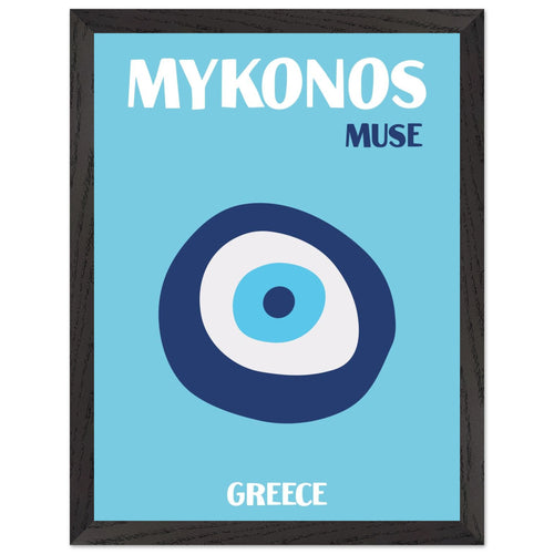Artfulprints Poster met Lijst Griekenland - Mykonos   - 30x40 cm - Blauw
