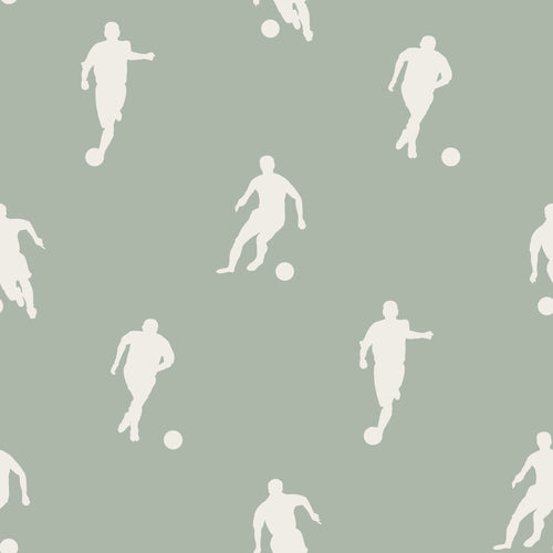 ESTAhome behang voetbalspelers vergrijsd mintgroen - 53 cm x 10.05 m - 139505