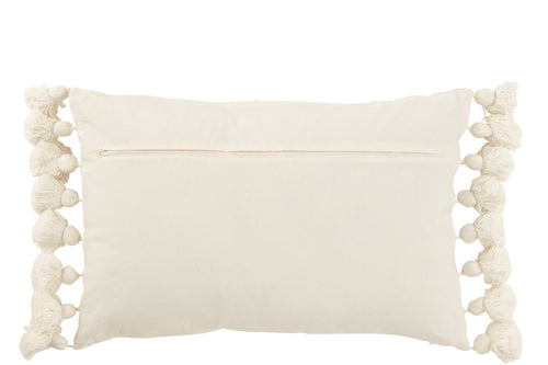 J-Line kussen Kwastje - katoen - wit - vtwonen shop