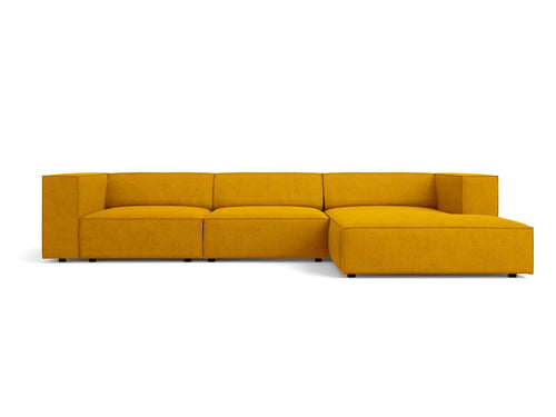 Cosmopolitan Design rechter hoekbank Arendal 4-zits, chenille met ribbeleffect, mosterd - 166x284x70cm