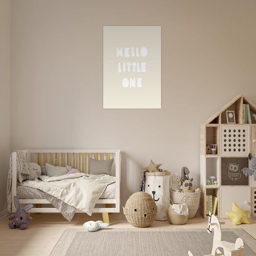 Artfulprints Poster Hello little one wit   - 50x70 cm - Taupe