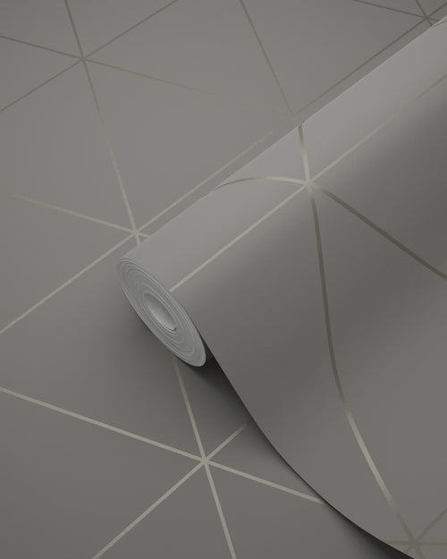 Origin Wallcoverings behang grafische driehoeken warm grijs - 53 cm x 10.05 m - 347716