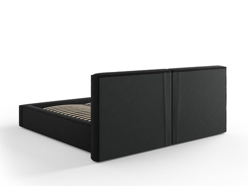 Micadoni Opbergbed met hoofdeinde Jodie 180x200cm, structurele stof, zwart - 228x234x108cm