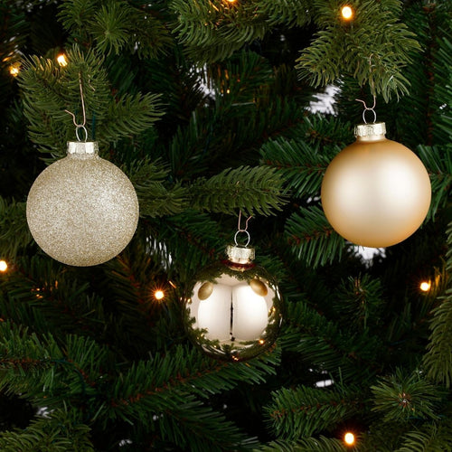 Mica Decorations Kerstballen Set - Kerstversiering voor Kerstboom - Kerstornamenten van Glas in Champagne Kleur - Complete Set van 26 Stuks - Ø7 cm -