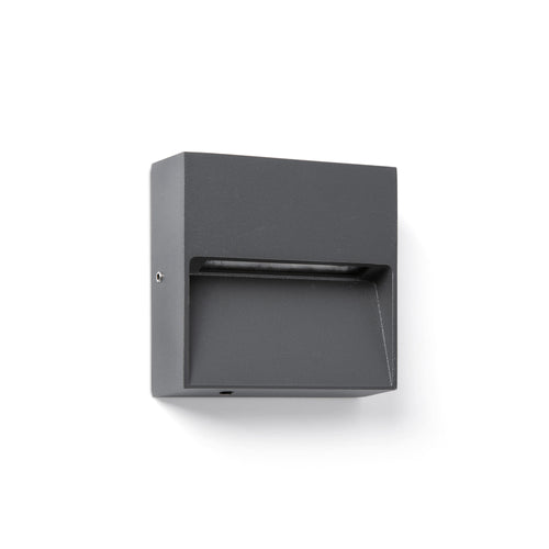 Faro Dune Dune Square LED buitenwandlamp, donkergrijs, IP65, kleurtemperatuur 2200-4000K