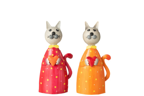 J-Line figuur Kat Met Hart - ijzer - mix - 2 stuks - vtwonen shop