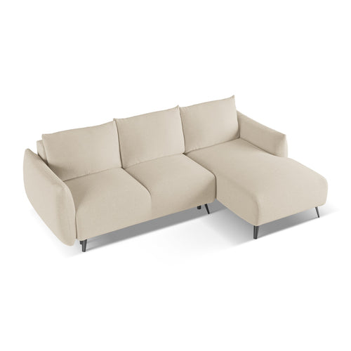 LaMiaSofa hoekbank rechts Genova - chenille stof - donkerbeige - 242x162x86