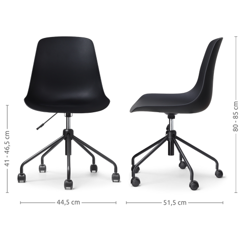 Nolon Nout-Pip Bureaustoelen Set van 2 - Zwart - Zwart Onderstel - vtwonen shop