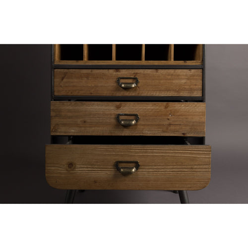 Dutchbone Vino Wijnkast/ Drankkast Hoog IJzer/ Hout - Bruin