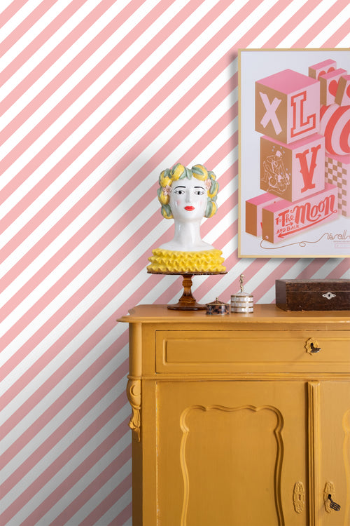 ESTAhome behang strepen roze en wit - 50 x 900 cm - 139953 - vtwonen shop