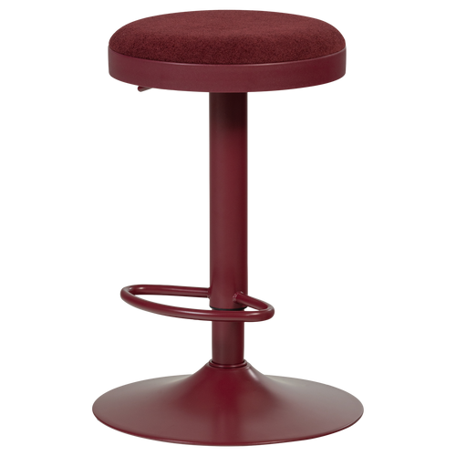 WOOOD barstoel in hoogte verstelbaar Mevo - Chenille - Bordeauxrood - 82x42x42