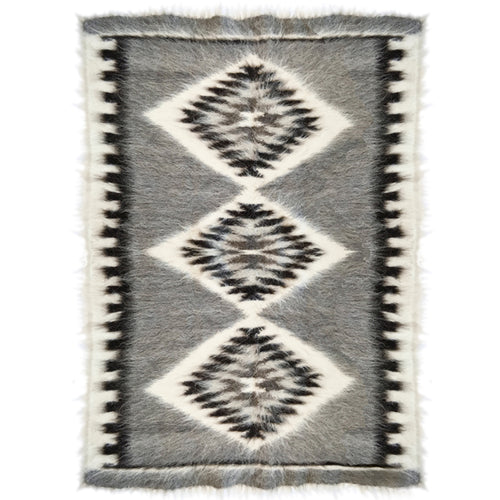 Malagoon vloerkleed Patroon 3 - gebroken wit, grijstinten - 150x200cm 100% wol