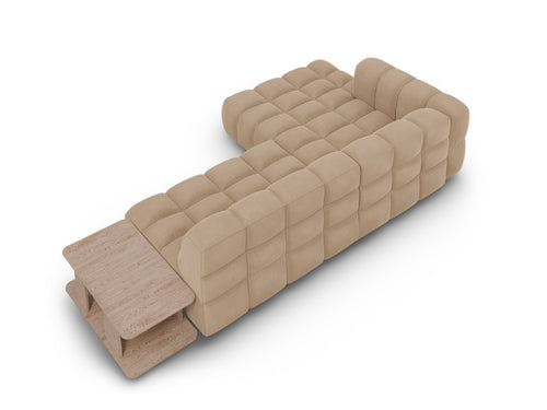 Cosmopolitan Design Modulaire hoekbank links Sky 4-zits, flueel, zand - 162x297x70cm
