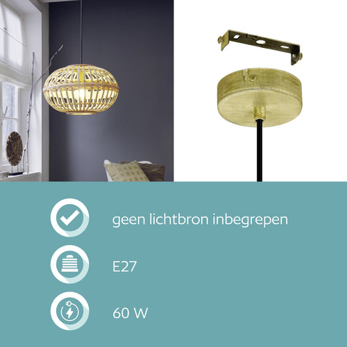 EGLO hanglamp Amsfield - e27 - ø 38 cm - bruin