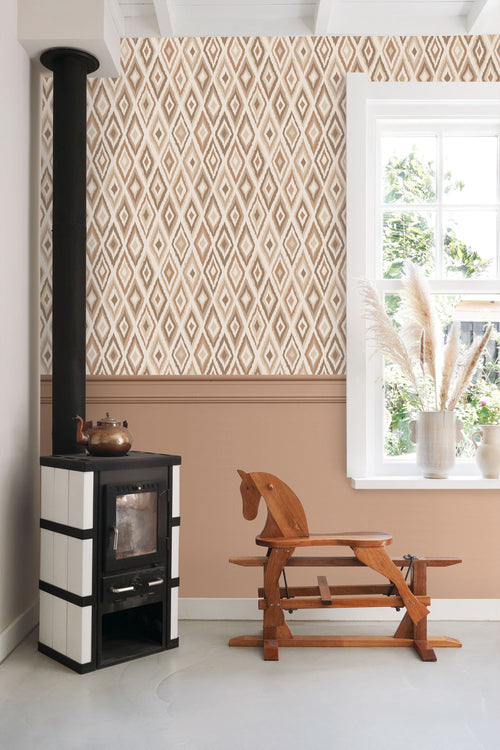 ESTAhome behang ruiten taupe - 50 x 900 cm - 131839