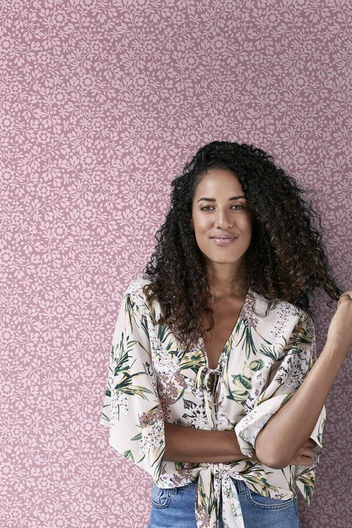 ESTAhome behang bloemetjes paars - 50 x 900 cm - 131675 - vtwonen shop