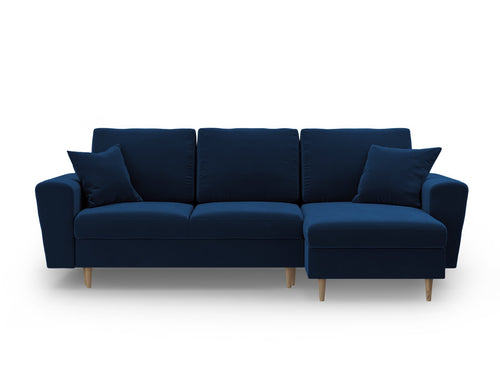 Cosmopolitan Design Omkeerbare converteerbare hoekbank met opbergdoos Kyoto 4-zits, flueel koningsblauw - 145x241x88cm