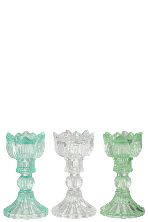 J-Line kandelaar Roos Koud - glas - mix - 3 stuks