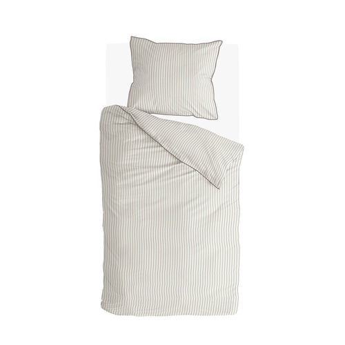 Walra - Dekbedovertrek Gentle Stripes - 140x220 cm - Off White / Bruin