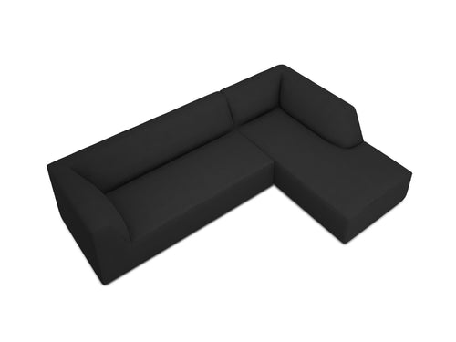 Micadoni rechter hoekbank Ruby 4-zits, structurele stof, zwart - 180x273x69cm