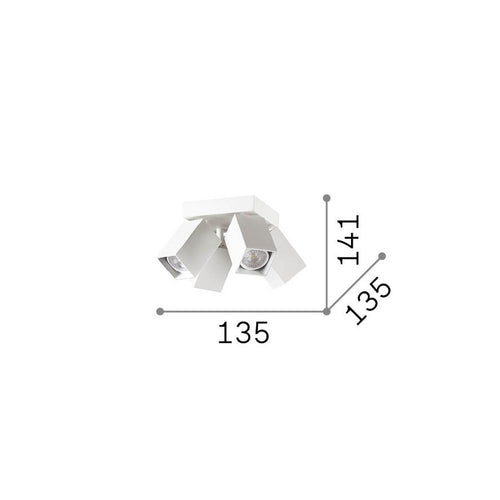 Ideal Lux DYNAMITE Vierkante plafondspotclusters wit 4x GU10