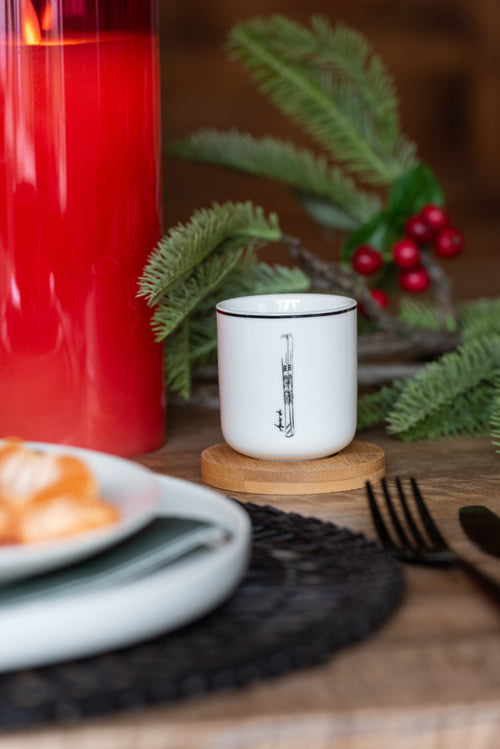 J-Line kopje + schoteltje -  bamboe/keramiek - rood - giftbox van 4 - vtwonen shop