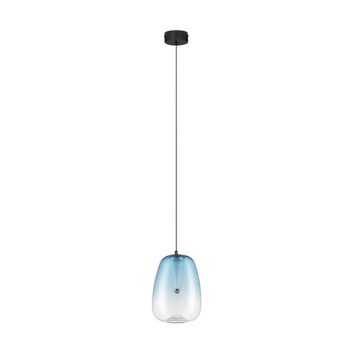 Nova Luce OBLO Slanke hanglamp voor aan het plafond, blauw, matzwart, LED 3W 140lm 3000K