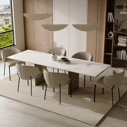 Sia Home - Uitschuifbare tafels ROSE - Keramiek - Carrara wit en goud - 180cm