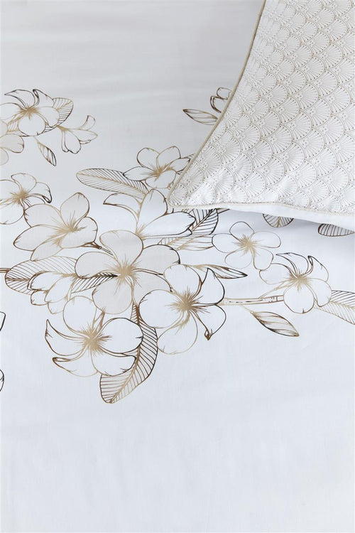 Riviera Maison Plumeria dekbedovertrek - Eenpersoons - 140x200/220 - Naturel - vtwonen shop