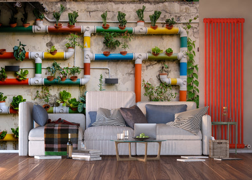 Sanders & Sanders fotobehang planten groen, oranje en geel - 375 x 270 cm - 600549