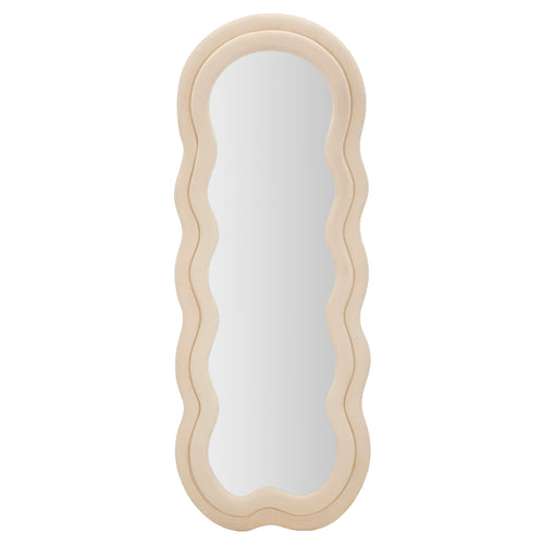 Wandspiegel met beige fluwelen lijst 60x4x160 cm